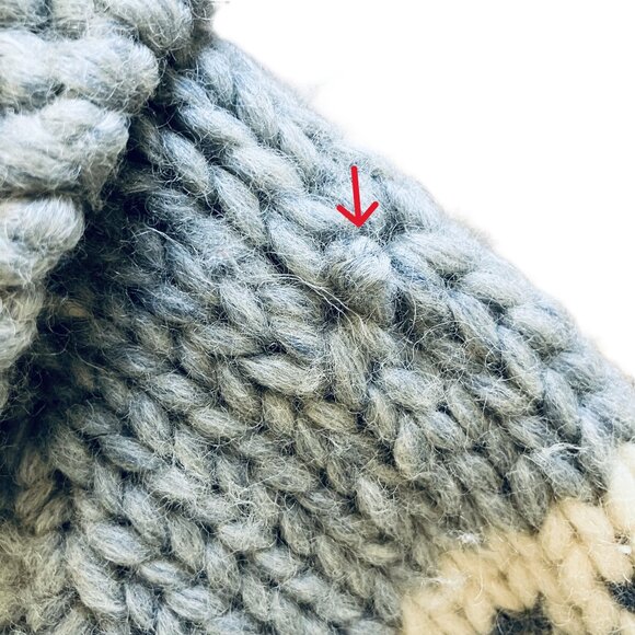 Cowichan Hand Knit Wool Cardigan Sweater Blue/Cream Snowflake Pattern Vintage - Picture 5 of 8